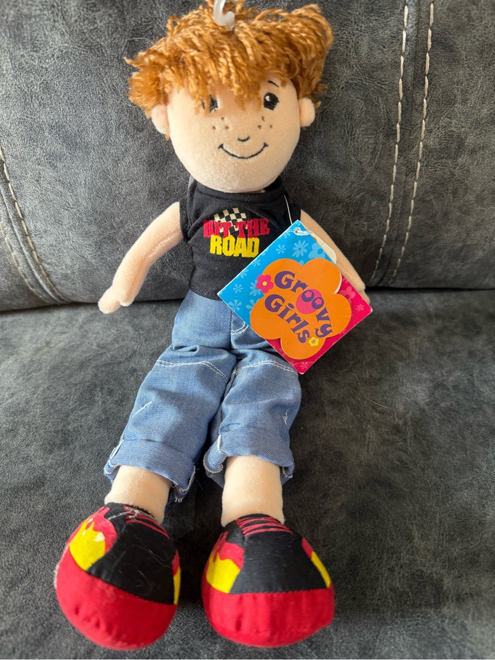 Plush Doll - Black Shirt, Blue Jeans, Red Shoes